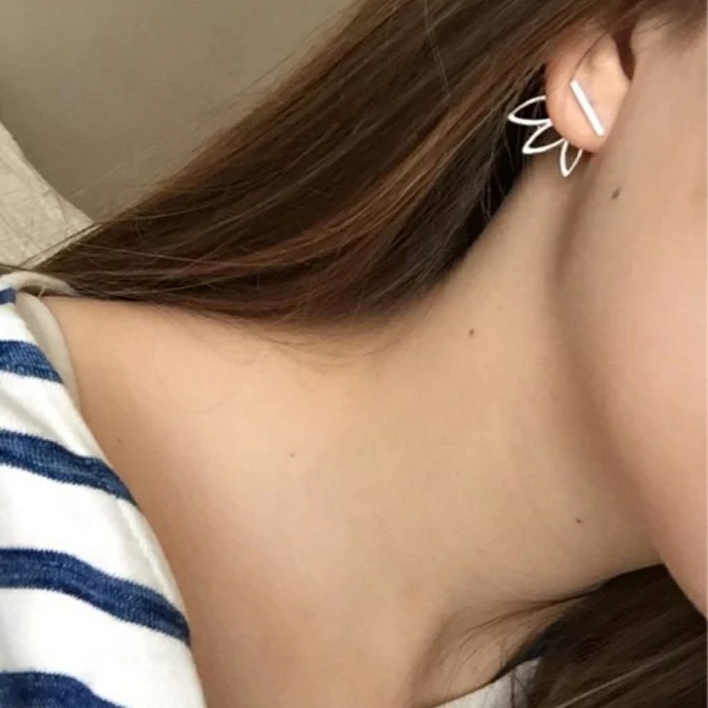 Lotus Flower Earrings - Minimalist Jewelry - Picture 2 of 7